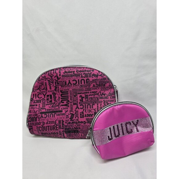Juicy Couture Makeup Case Travel Bag Lot Of 2- Small One Missing Some Gemstones - Picture 1 of 10